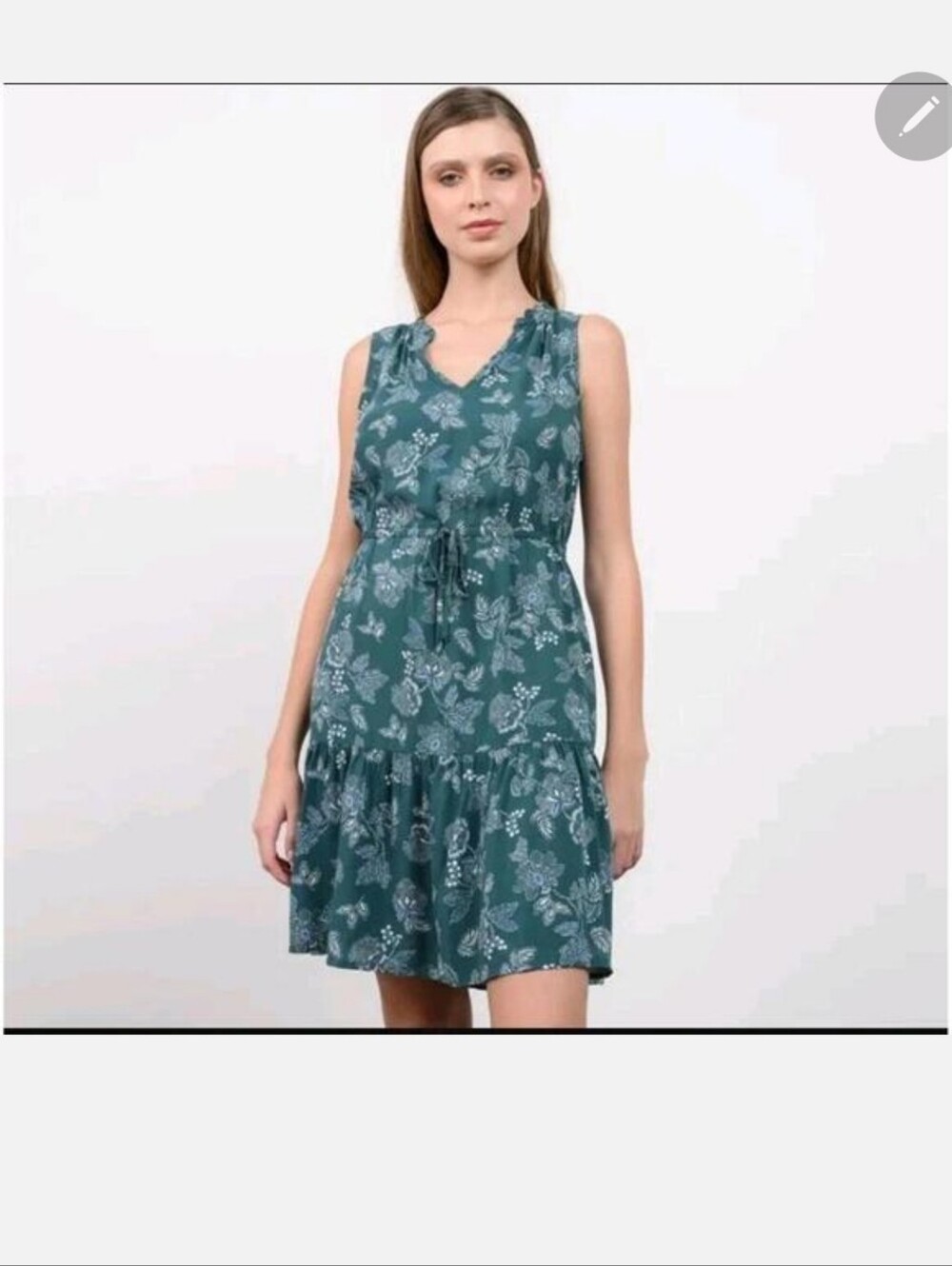 GAP Teal Floral Sleeveless Tiered Midi Dress